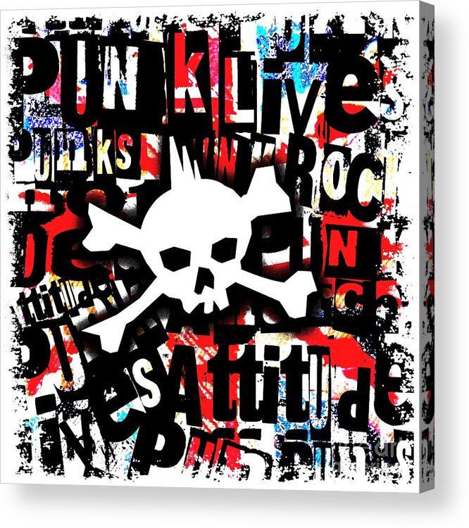 Punk Acrylic Print featuring the digital art Punk Skull #1 by Roseanne Jones