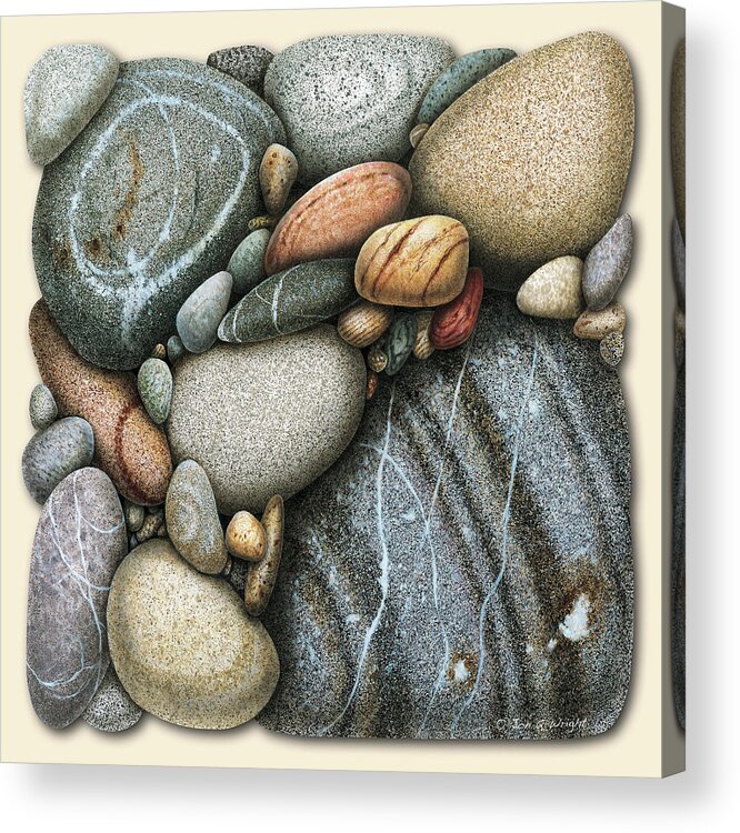 Jon Q Wright Acrylic Print featuring the painting Shore Stones 3 #1 by JQ Licensing