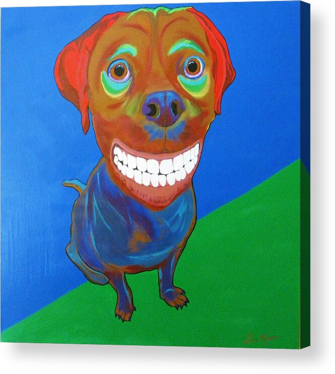 Dogs Acrylic Print featuring the painting Smiley by Bill Manson