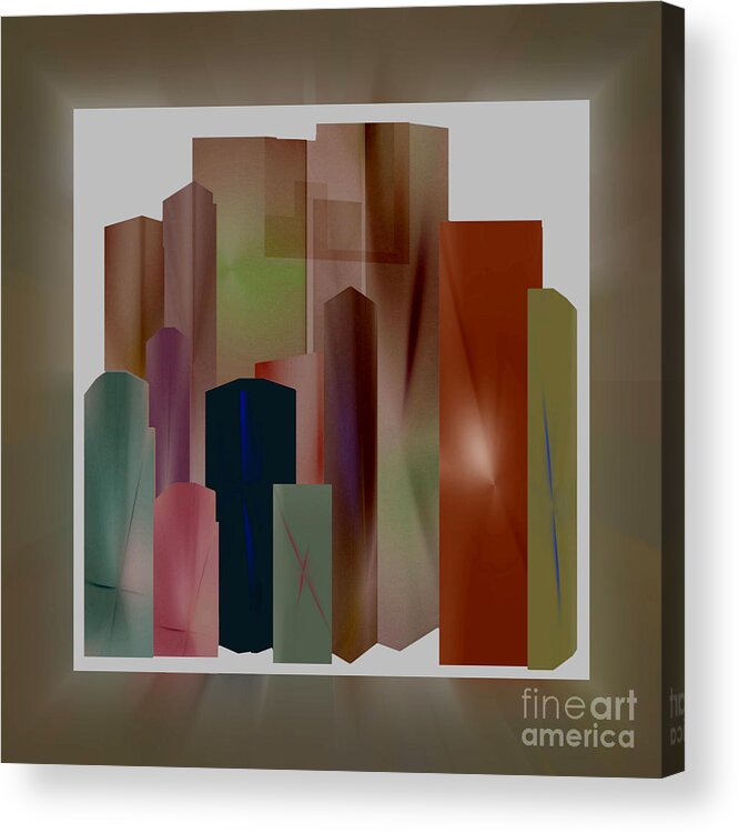 Abstract Acrylic Print featuring the digital art The Block #1 by John Krakora