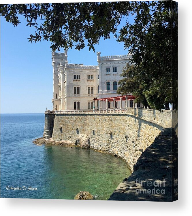 Cityscape Acrylic Print featuring the photograph Trieste Miramare Castle #1 by Italian Art