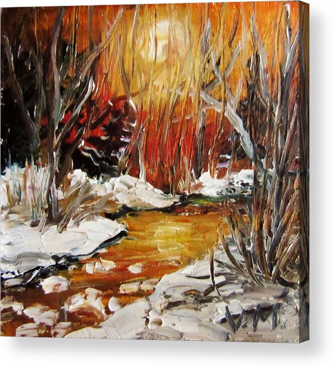 Landscape Acrylic Print featuring the painting Winter #1 by Vesna Martinjak