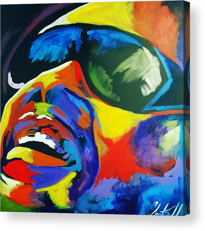 Stevie Wonder Acrylic Print featuring the painting Wonder #1 by Femme Blaicasso