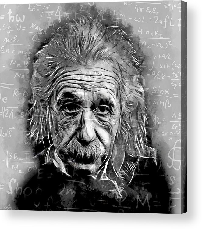 Albert Einstein Acrylic Print featuring the mixed media Albert Einstein #2 by Marvin Blaine