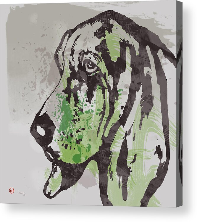 Dog Stylised Pop Morden Art Drawing Sketch Portrait. Pet Acrylic Print featuring the drawing Dog stylised pop modern etching art portrait #12 by Kim Wang