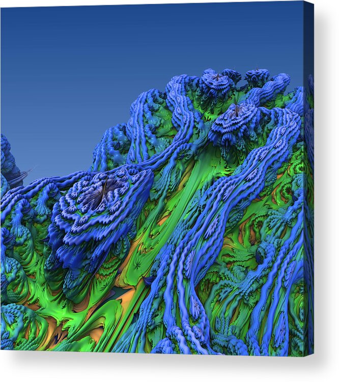 Abstract Acrylic Print featuring the digital art Abstract fractal landscape #2 by Miroslav Nemecek