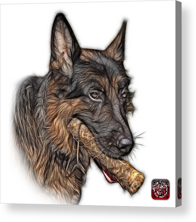 German Shepherd Acrylic Print featuring the digital art German Shepherd and Toy - 0745 F #2 by James Ahn