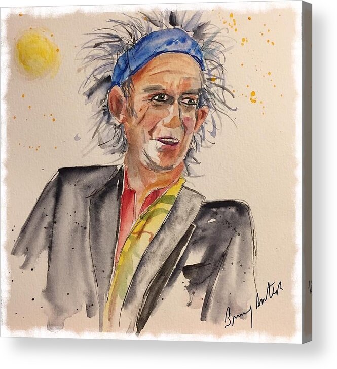 Art Acrylic Print featuring the painting Keith Richards #2 by Bonny Butler