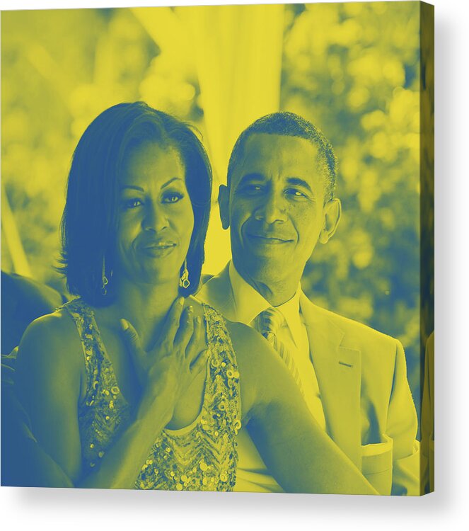 Portrait Of Barack And Michelle Obama Acrylic Print featuring the painting Portrait of Barack and Michelle Obama #2 by Celestial Images