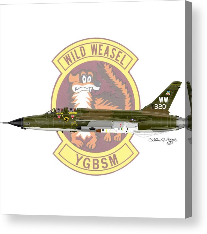 Republic Acrylic Print featuring the digital art Republic F-105G Thunderchief 561TFS #1 by Arthur Eggers