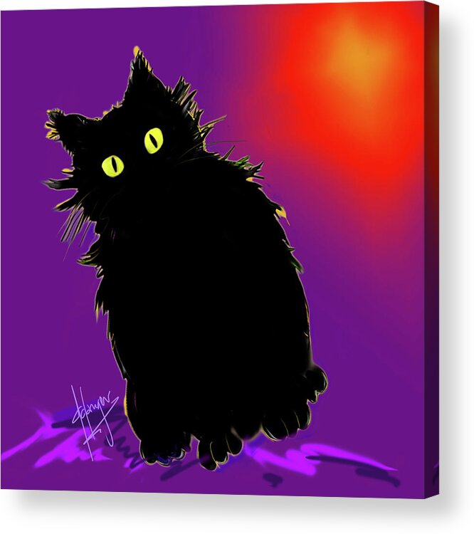 Dizzycats Acrylic Print featuring the painting Snowflake DizzyCat #1 by DC Langer