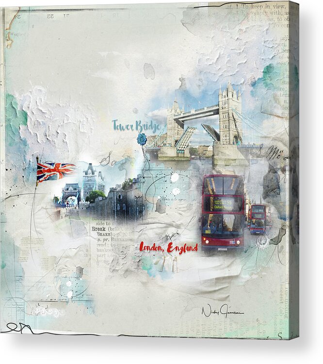 Londonart Acrylic Print featuring the digital art Tower Bridge by Nicky Jameson