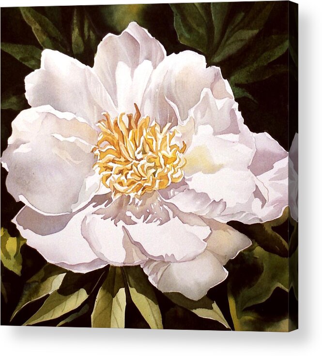 Flower Acrylic Print featuring the painting White Peony #1 by Alfred Ng