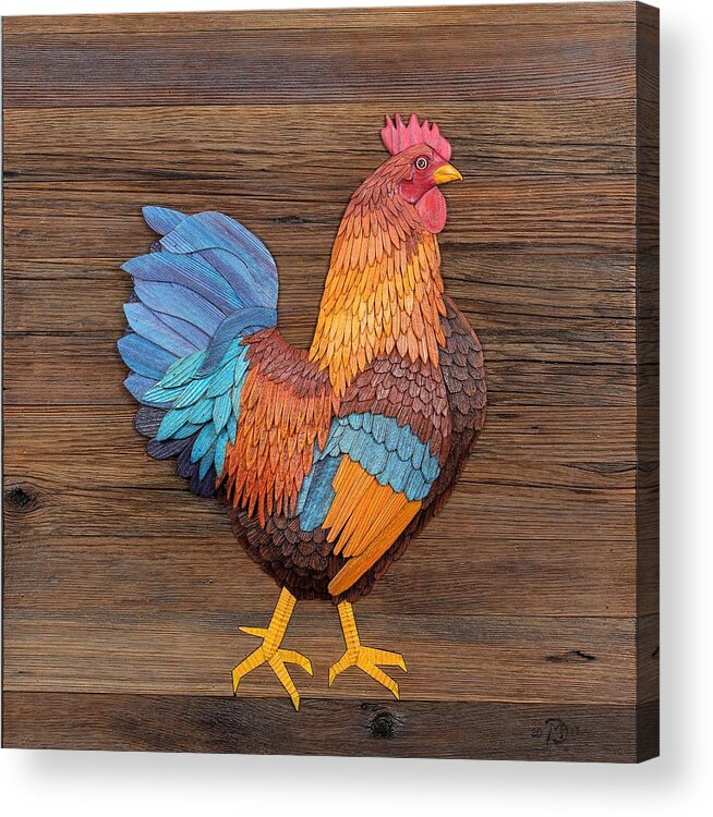 Rooster Acrylic Print featuring the painting 2017 Rooster by Denny McNeill
