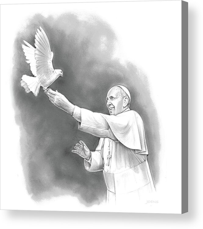 Pope Francis Acrylic Print featuring the drawing Pope Francis #3 by Greg Joens