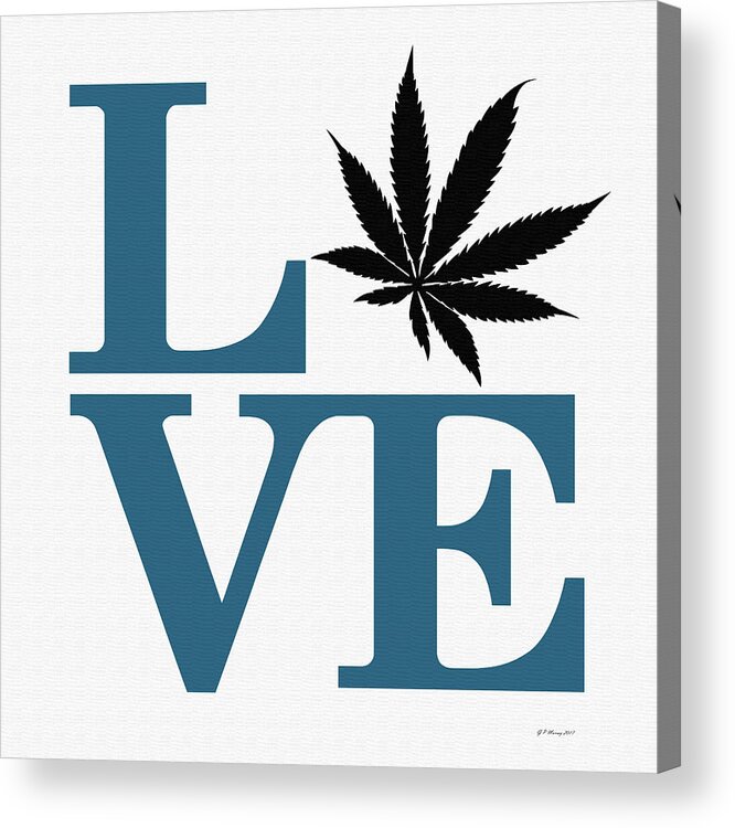 Marijuana Acrylic Print featuring the digital art Marijuana Leaf Love Sign #52 by Gregory Murray
