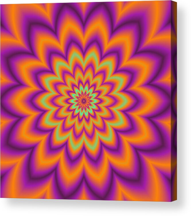Psycho Acrylic Print featuring the digital art Psycho hypno floral pattern #80 by Miroslav Nemecek