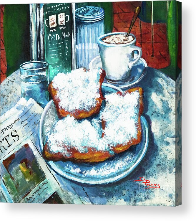 New Orleans Food Acrylic Print featuring the painting A Beignet Morning by Dianne Parks