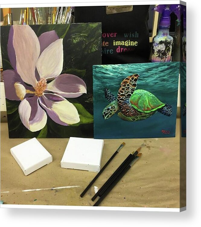 Honu Acrylic Print featuring the photograph A Couple Of New Paintings. The Magnolia by Darice Machel McGuire