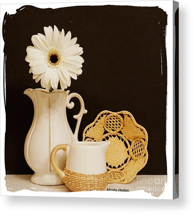 Photo Acrylic Print featuring the photograph A Daisy and a Basket by Marsha Heiken