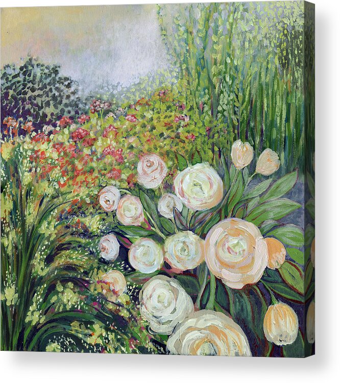 Impressionist Acrylic Print featuring the painting A Garden Romance by Jennifer Lommers