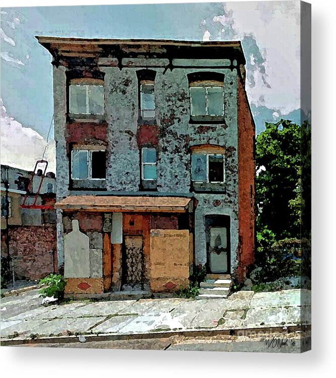 Buildings Acrylic Print featuring the digital art A House On Bloom Street by Walter Neal