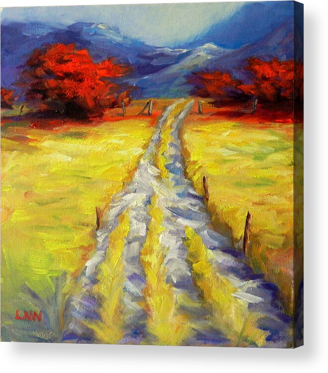 Landscape Acrylic Print featuring the painting A Long Journey by Ningning Li