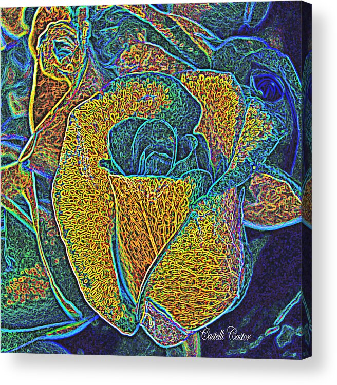 Rose Acrylic Print featuring the digital art A Rose is a Rose by JoAnne Castelli-Castor