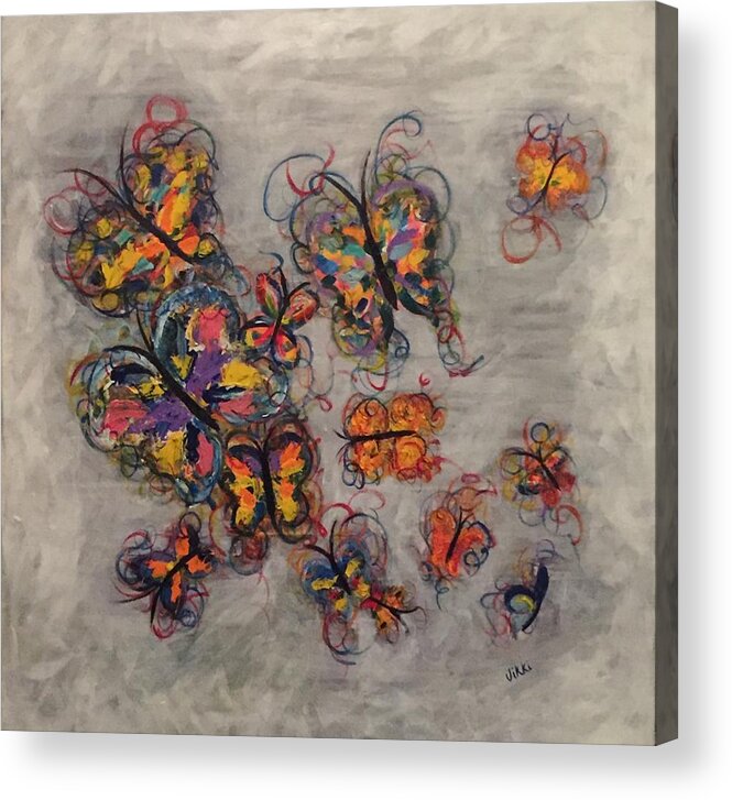 Butterfly Acrylic Print featuring the painting Abstract Butterflies by Vikki Angel