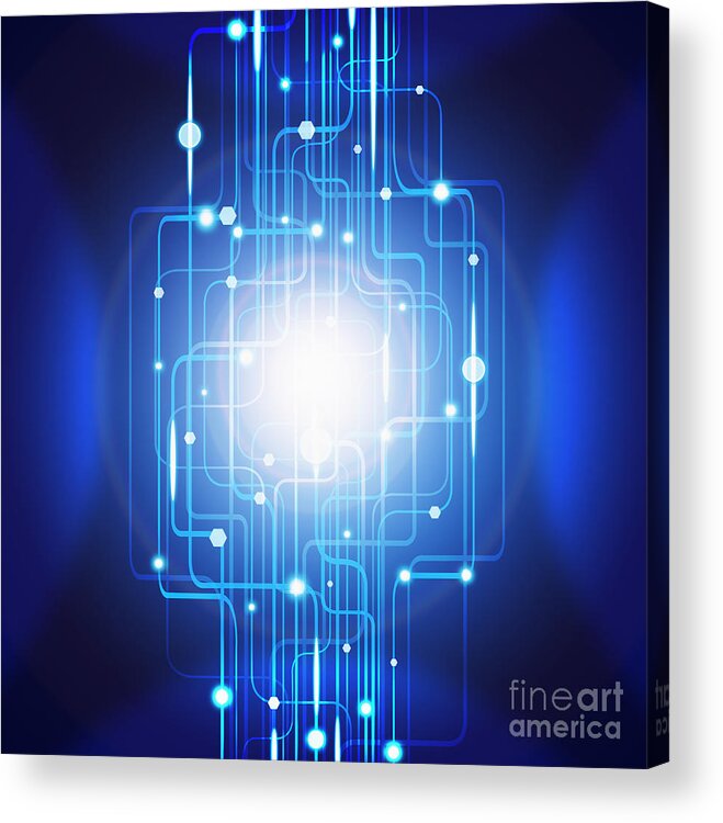 Abstract Acrylic Print featuring the photograph Abstract Circuit Board Lighting Effect by Setsiri Silapasuwanchai