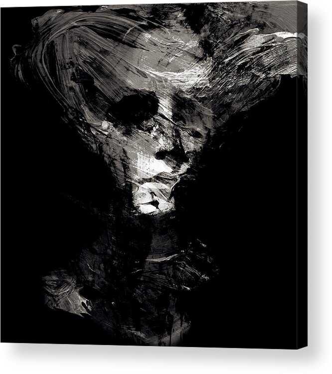 Marian Voicu Acrylic Print featuring the digital art Abstract Ghost Black and White by Marian Voicu