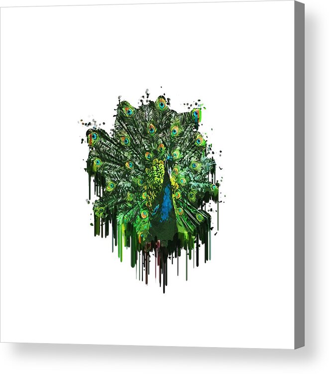 Abstract Peacock Acrylic Print featuring the painting Abstract Peacock Acrylic Digital Painting by Georgeta Blanaru