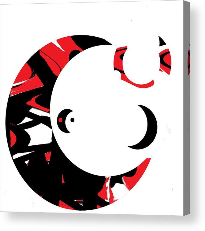 Red Abstract Black And White Acrylic Print featuring the painting Abstract Red Black Series 1 by DC Campbell