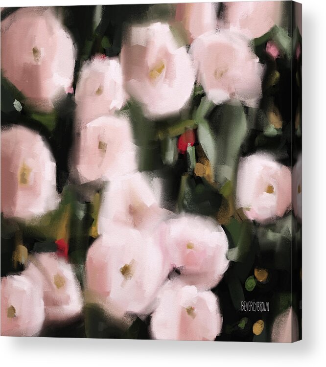 Floral Acrylic Print featuring the painting Abstract Roses Peach and Light Pink by Beverly Brown
