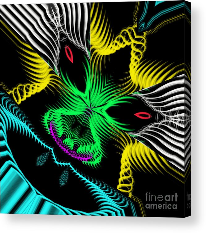 James Smullins Acrylic Print featuring the digital art Abstract Tiger drinking 2 by James Smullins