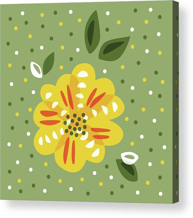 Flower Acrylic Print featuring the digital art Abstract Yellow Primrose Flower by Boriana Giormova