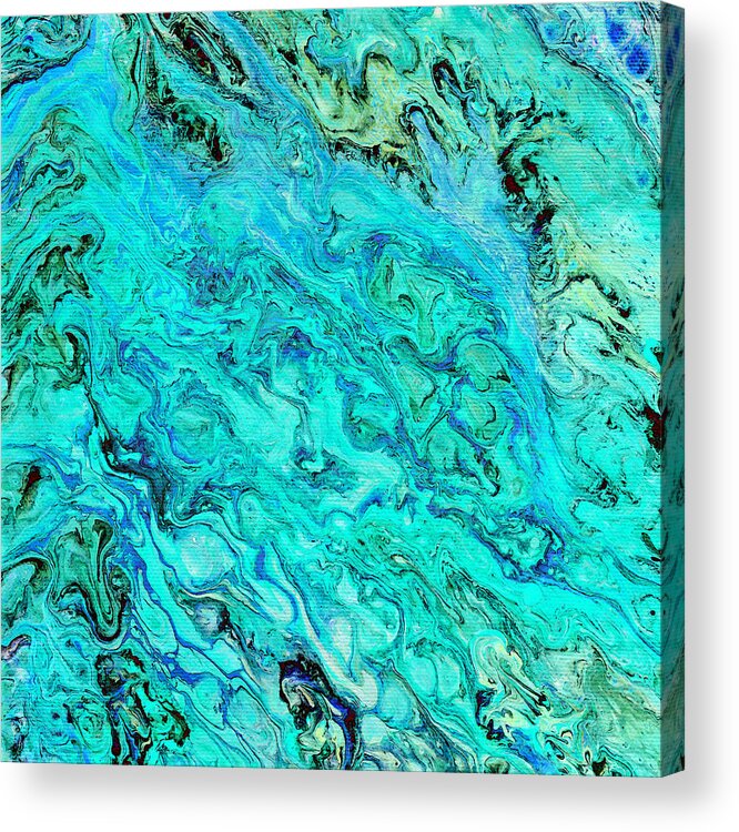 Abstract Acrylic Print featuring the mixed media Acrylic Blues by Stephanie Grant