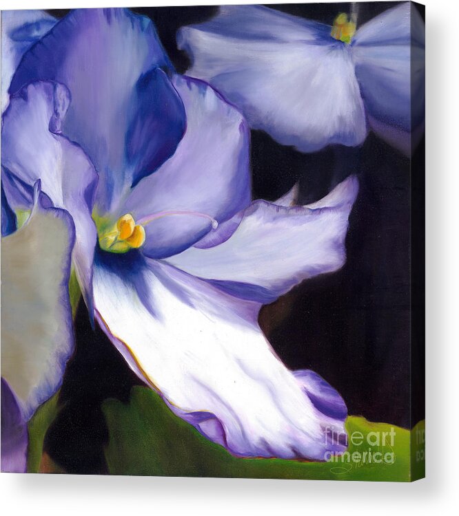 Blue Violet Colors Acrylic Print featuring the painting African Violet Loveliness by Sherri Dauphinais