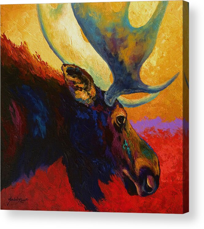 Moose Acrylic Print featuring the painting Alaskan Spirit - Moose by Marion Rose