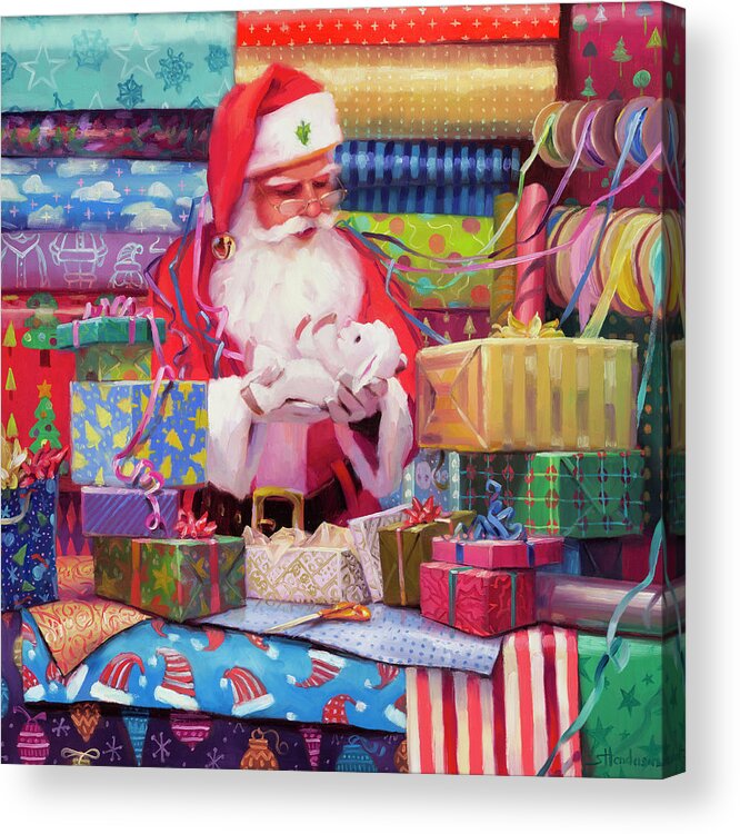 Santa Acrylic Print featuring the painting All Wrapped Up by Steve Henderson