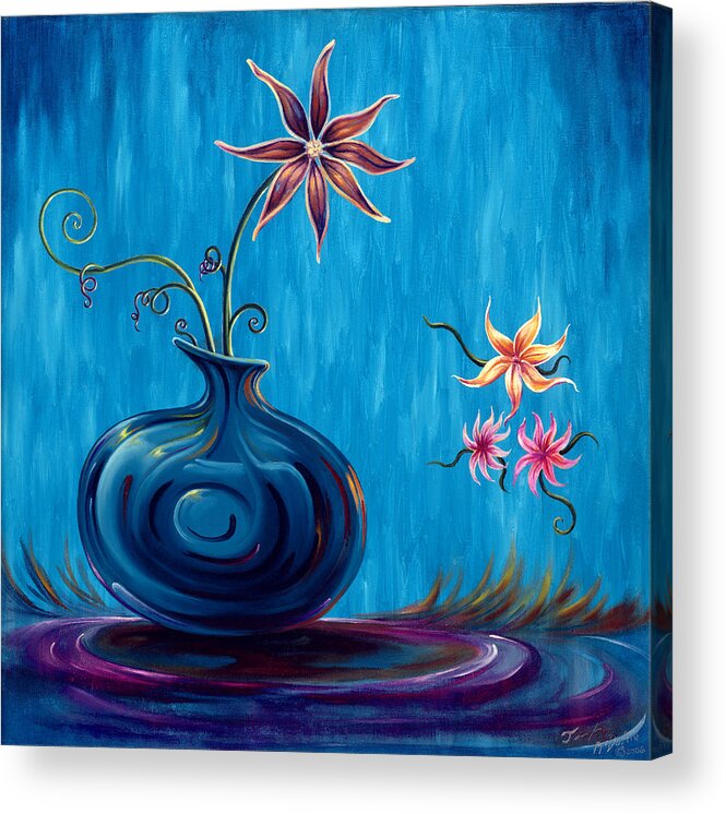 Fantasy Floral Scape Acrylic Print featuring the painting Aloha Rain by Jennifer McDuffie