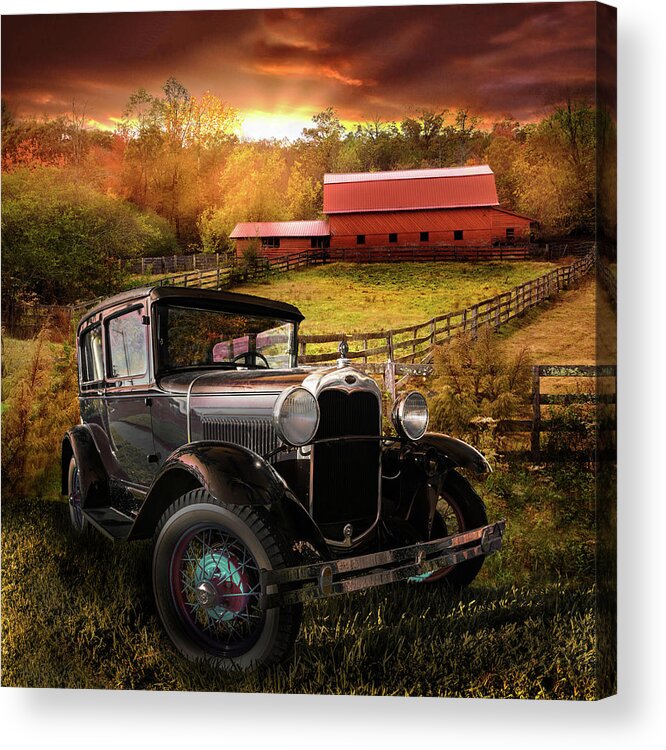 1928 Acrylic Print featuring the photograph Along the Fences at Sunset by Debra and Dave Vanderlaan