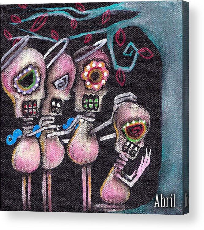 Day Of The Dead Acrylic Print featuring the painting Always Behind Me by Abril Andrade