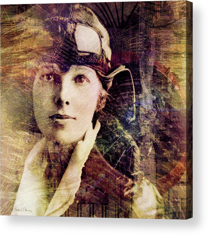 Amelia Earhart Acrylic Print featuring the digital art Amelia by Barbara Berney