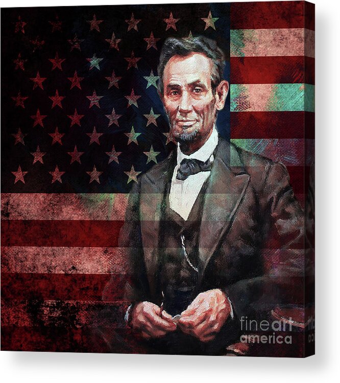 American Acrylic Print featuring the painting American President Abraham Lincoln 01 by Gull G