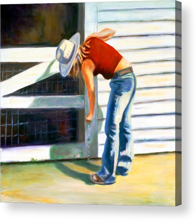 Red Acrylic Print featuring the painting An American Girl by Shannon Grissom