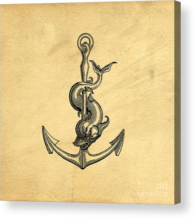 Welcome Acrylic Print featuring the drawing Anchor Vintage by Edward Fielding