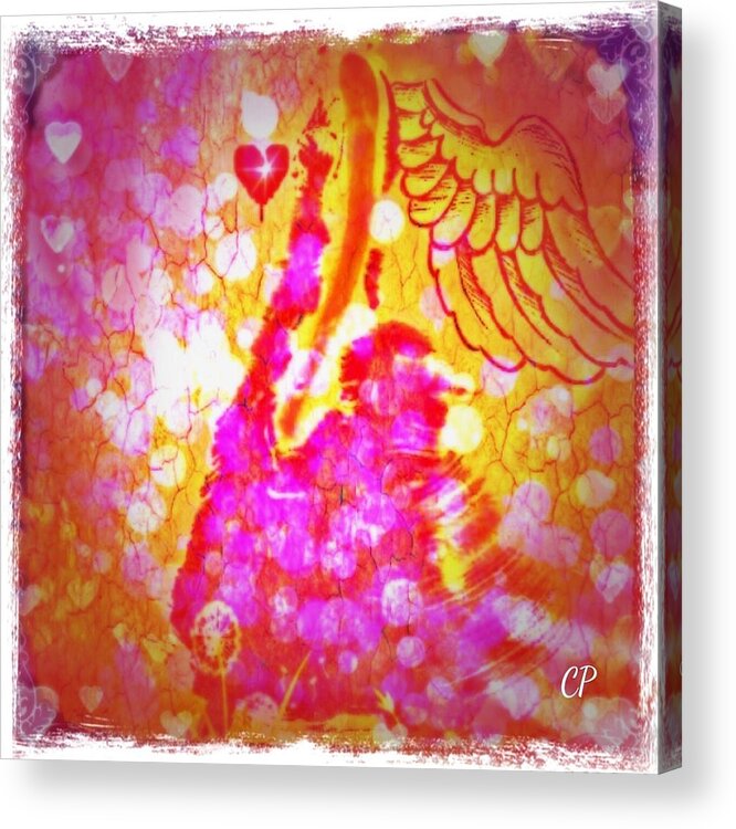  Acrylic Print featuring the mixed media Angel Stroll by Christine Paris