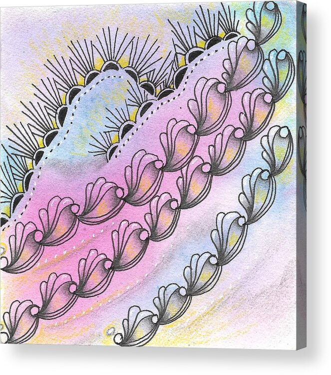 Zentangle Acrylic Print featuring the drawing Angels' Descent by Jan Steinle