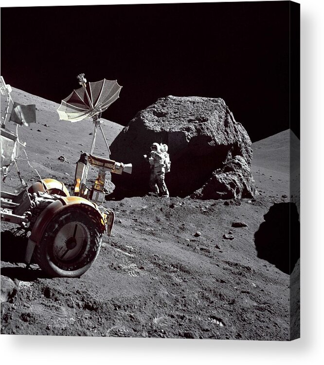 Space Acrylic Print featuring the painting Apollo17 Lunar Boulder by Celestial Images